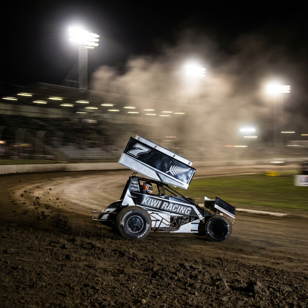 Sprintcar sliding through a corner