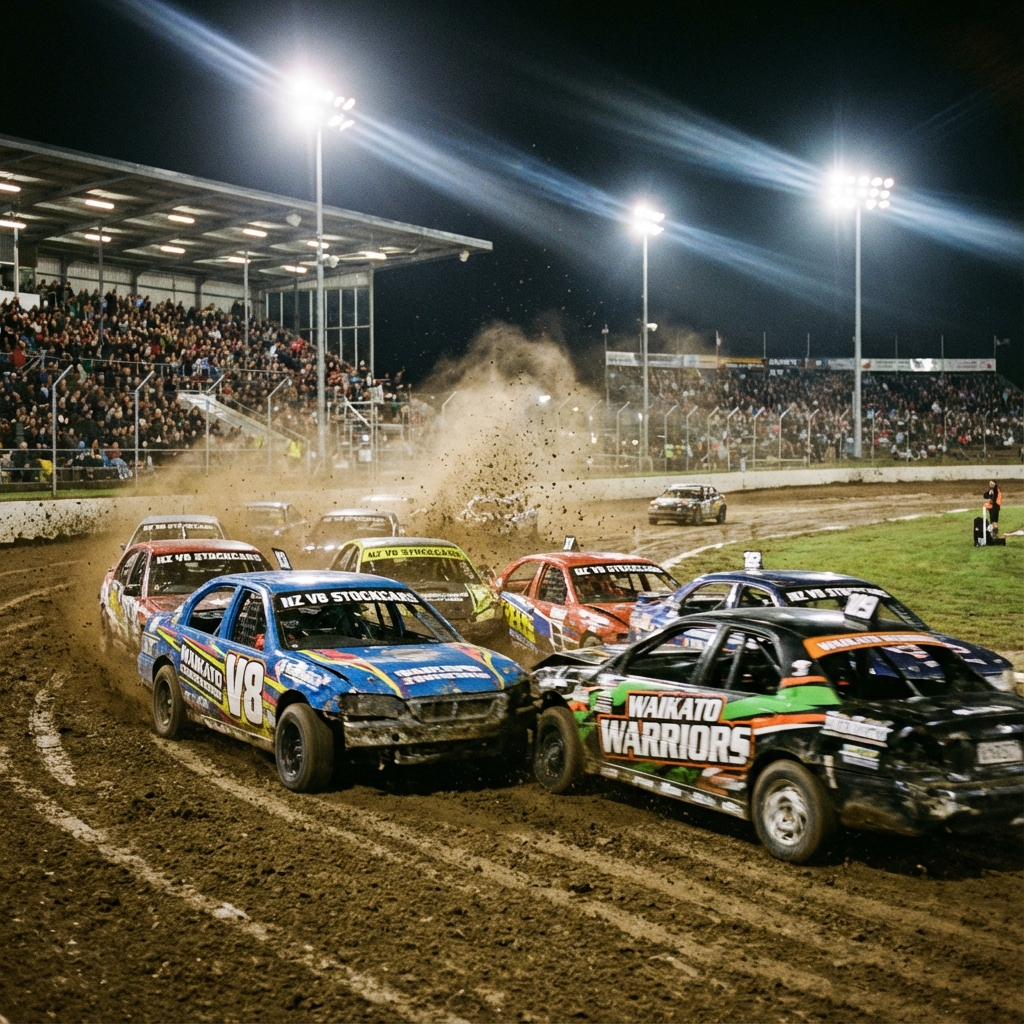 Close racing on a dirt oval